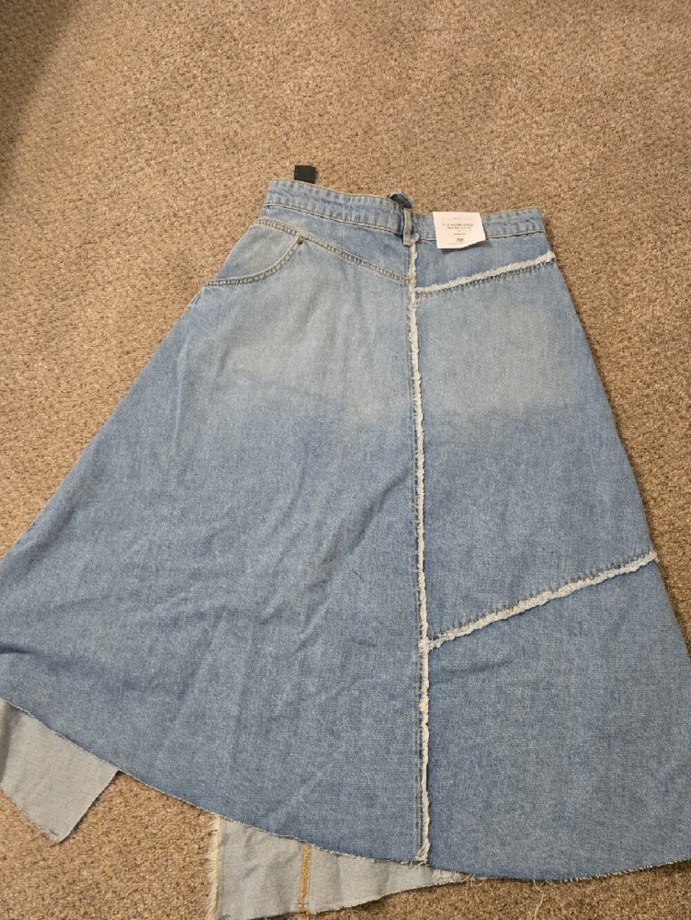 ZARA light Blue Denim A-Line Skirt - Picture 2 of 4